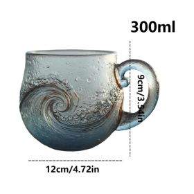 Handmade Sea Glass Wave Cup ,a Unique Wave Designed Wave Coffee Cup, Suitable For Beach Themed Drinks For Families And Gifts