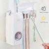 Automatic Toothpaste Dispenser, Toothpaste Squeezing and Tooth Brush Holder Set(5 Brushs Set) - White