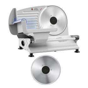 Meat Slicer, 7.5" Electric Deli Slicer with 2 SUS420 Blades & 0-0.6" Adjustable Thickness, 200W Home Food-Slicer for Frozen Meat, Ham, Baguett, Steak