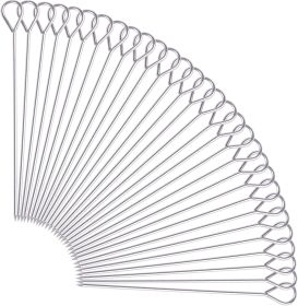 12 Inch Metal Kabob Skewers 30pcs, BBQ Skewers,Reusable Stainless Steel Barbecue Skewer Sticks for Grilling Kebob Meat Chicken Vegetable Appetiser
