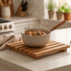 Handcrafted Square Olive Wood Pan Coaster - Natural Wood Heat Resistant Trivet for Hot Pots, Pans