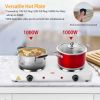 Cooking electric heating plate, 2-burner electric stove, 2000 watt portable electric stove, glass stove, easy to clean