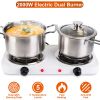 Double Burner Electric Hot Plate, 2000W Fast Heating with 5 Temperature Levels, Portable Stainless Steel Hot Plate for Home Dorm RV