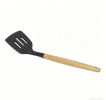 Wooden handle silicone cooking utensils, heat-resistant non-stick kitchen tools including spoon rests, egg beaters, tongs and spatulas