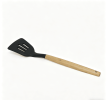 Wooden handle silicone cooking utensils, heat-resistant non-stick kitchen tools including spoon rests, egg beaters, tongs and spatulas