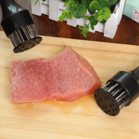 Two-tone meat tenderizer, 1/2-piece stainless steel needle-press steak tenderizing tool with non-slip handle, meat loosener suitable for beef (style: 16-needle black boxed)