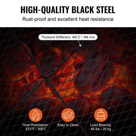 X-Marks Fire Pit Grill Grate, Round Cooking Grate, Heavy Duty Steel Campfire BBQ Grill Grid with Handle and Support X Wire (Shape: Round, size: 30 inches)